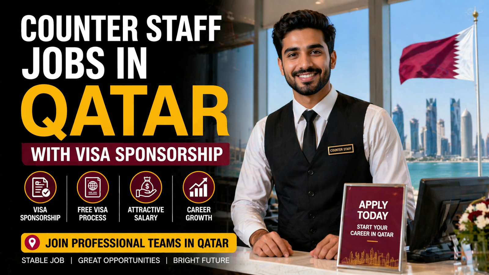 Counter Staff Jobs in Qatar with Visa Sponsorship 2026