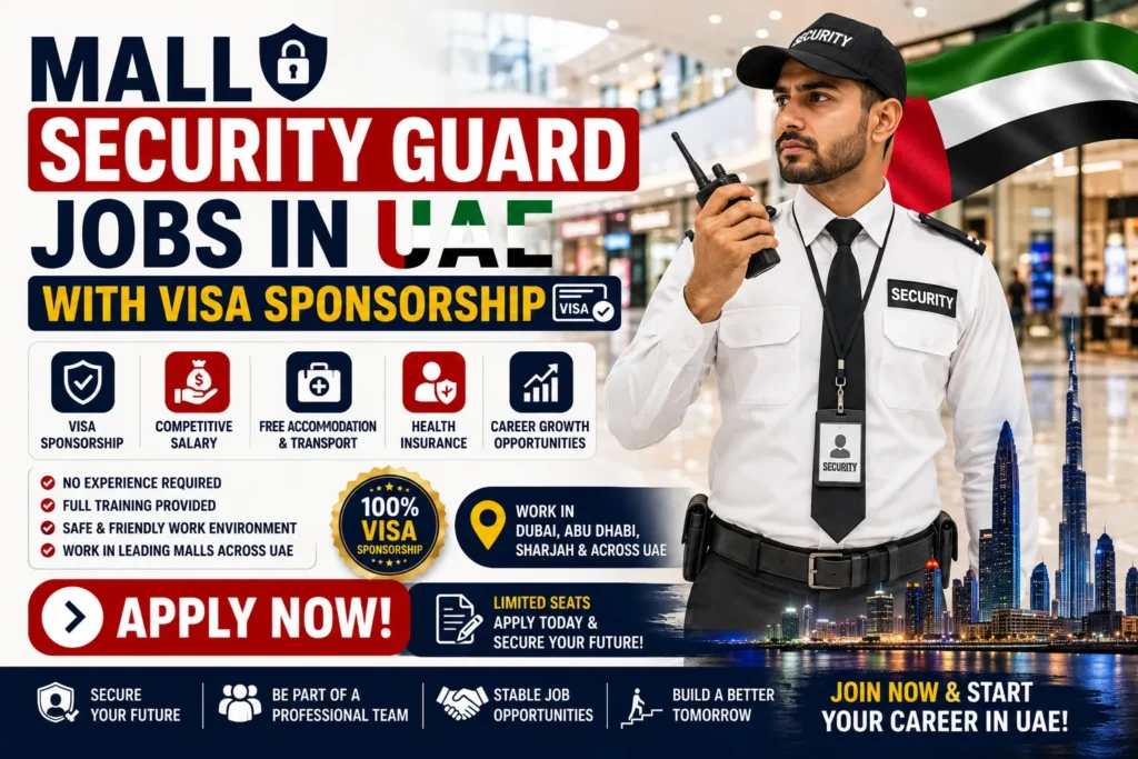 Mall Security Guard Jobs in UAE with Visa Sponsorship 2026